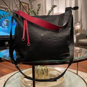 MCM Klara Large Monogram Leather Hobo Handbag